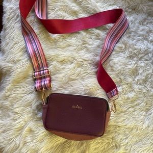Kedzie wine color pink modernist  bag with “be kind“patterned strap changeable!